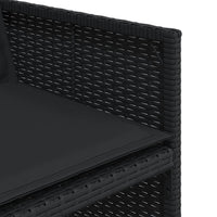 Set da Pranzo da Giardino 5 pz Nero con Cuscini in Polyrattan