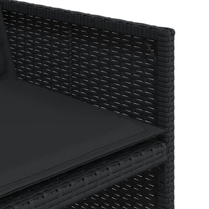 Set da Pranzo da Giardino 5 pz Nero con Cuscini in Polyrattan