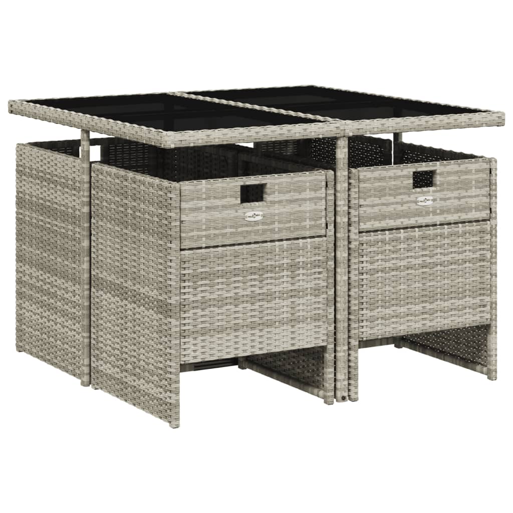 Set Pranzo da Giardino 5pz con Cuscini Grigio Chiaro Polyrattan 3277666