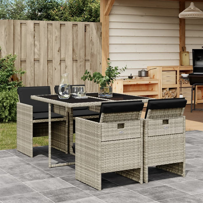 Set Pranzo da Giardino 5pz con Cuscini Grigio Chiaro Polyrattan 3277666