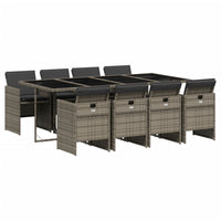 Set da Pranzo da Giardino 9 pz con Cuscini in Polyrattan Grigio 3277687
