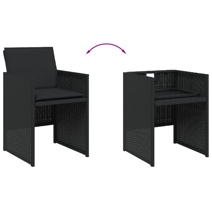Set da Pranzo da Giardino 11 pz con Cuscini in Polyrattan Nero 3277698