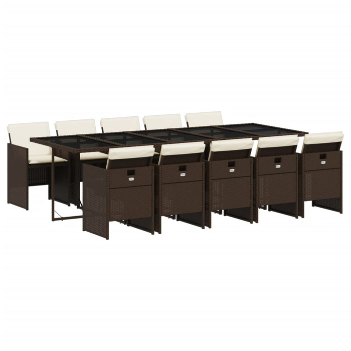 Set da Pranzo da Giardino 11 pz con Cuscini Polyrattan Marrone 3277700