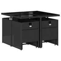 Set da Pranzo da Giardino 9 pz con Cuscini Nero in Polyrattan 3277722