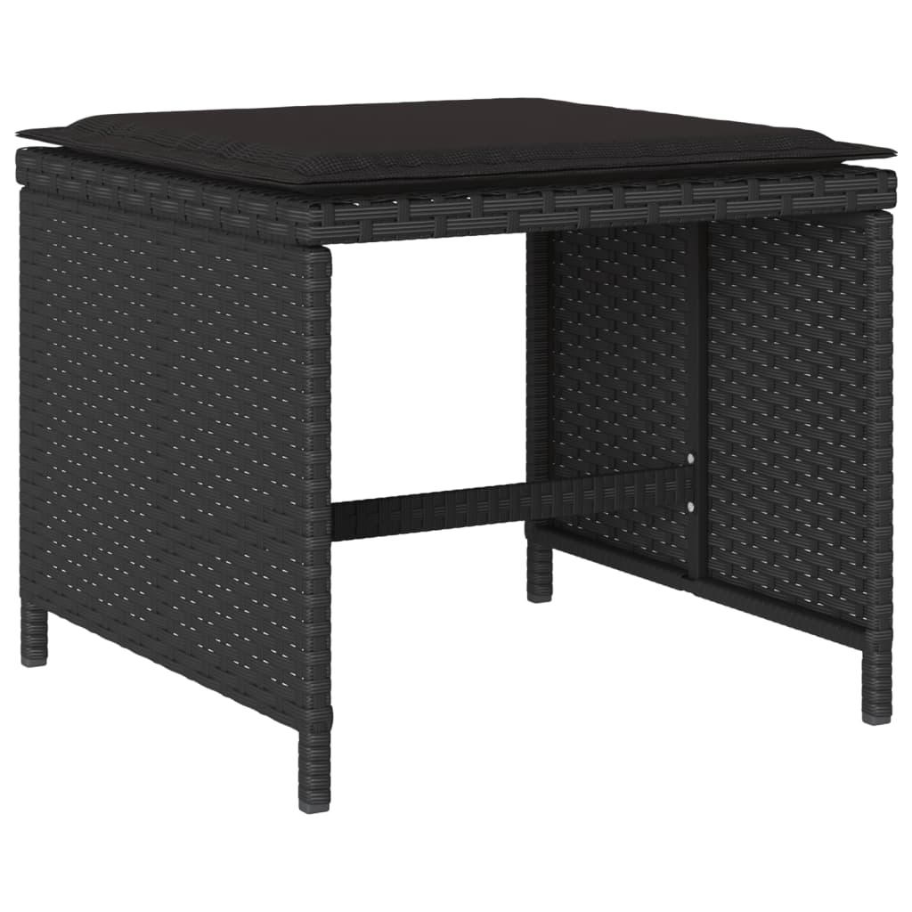 Set da Pranzo da Giardino 9 pz con Cuscini Nero in Polyrattan 3277722