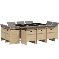 Set Pranzo da Giardino 11 pz con Cuscini Beige Misto Polyrattan 3277799