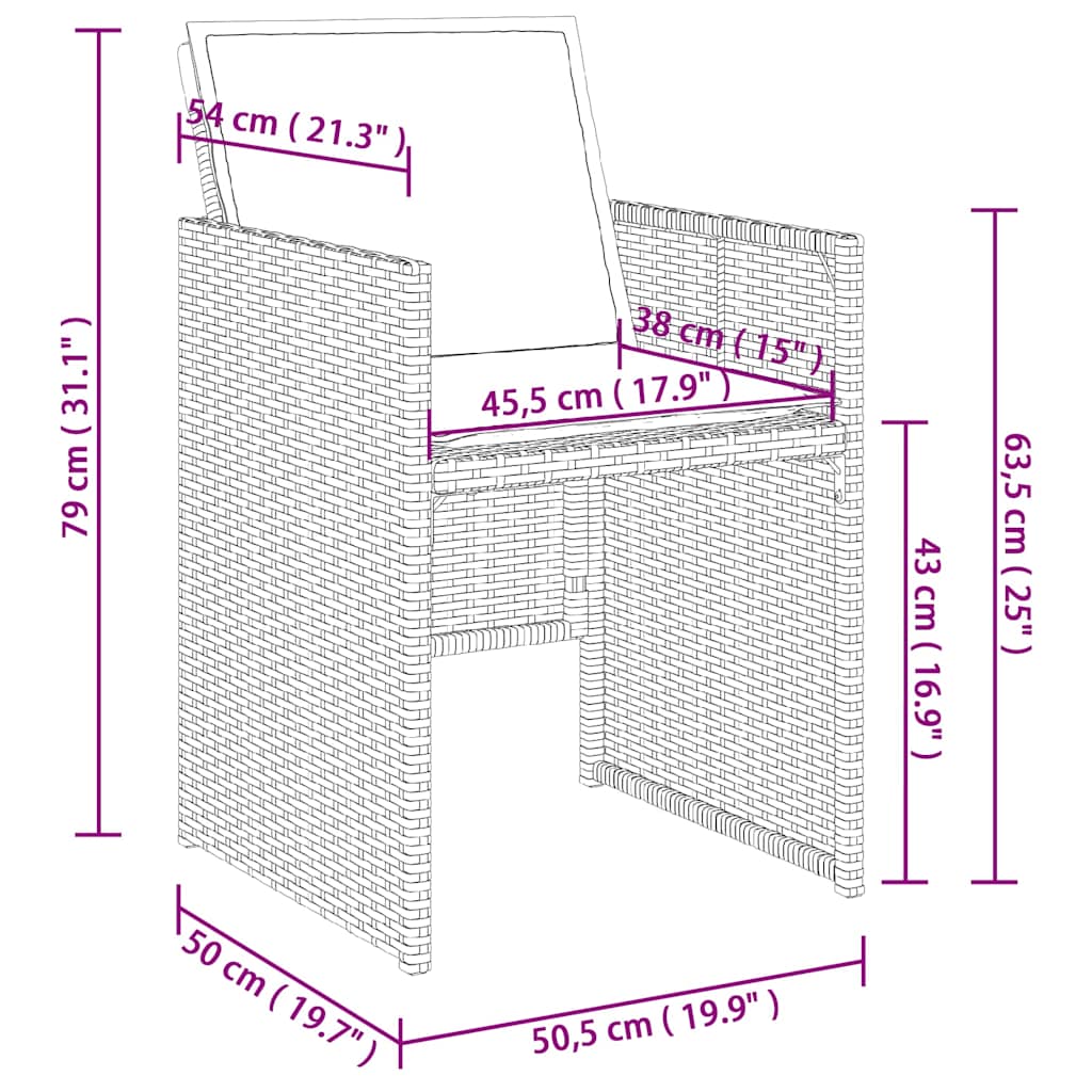 Set da Pranzo da Giardino 13pz con Cuscini Marrone Polyrattan 3277808