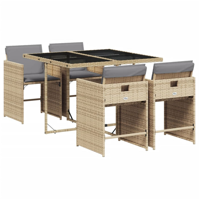 Set Pranzo da Giardino 5 pz con Cuscini Beige Misto Polyrattan 3277847