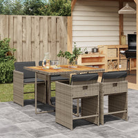 Set da Pranzo da Giardino 5 pz con Cuscini in Polyrattan Grigio 3277849