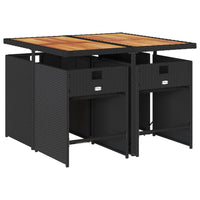 Set da Pranzo da Giardino 5 pz Nero con Cuscini in Polyrattan 3277850