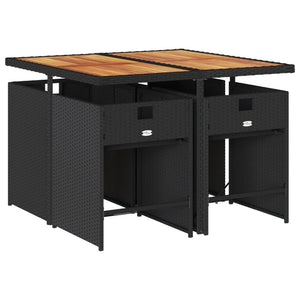 Set da Pranzo da Giardino 5 pz Nero con Cuscini in Polyrattan 3277850