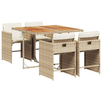 Set da Pranzo da Giardino 5 pz con Cuscini Beige in Polyrattan 3277851