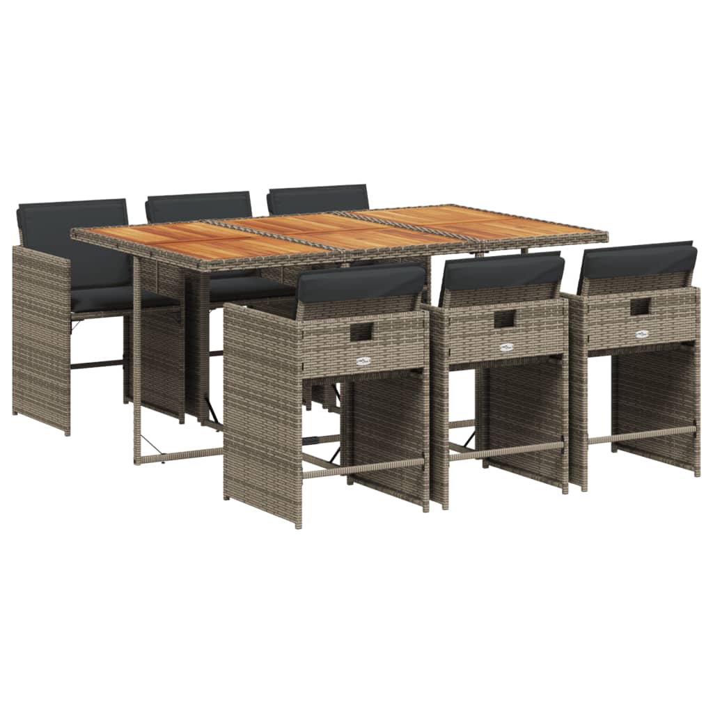 Set da Pranzo da Giardino 7 pz con Cuscini in Polyrattan Grigio 3277861