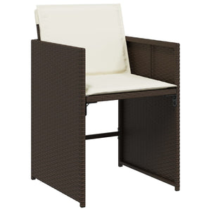 Set da Pranzo da Giardino 9pz con Cuscini Marrone in Polyrattan 3277868