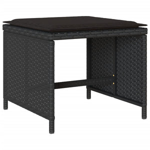 Set da Pranzo da Giardino 9 pz con Cuscini Nero in Polyrattan 3277902