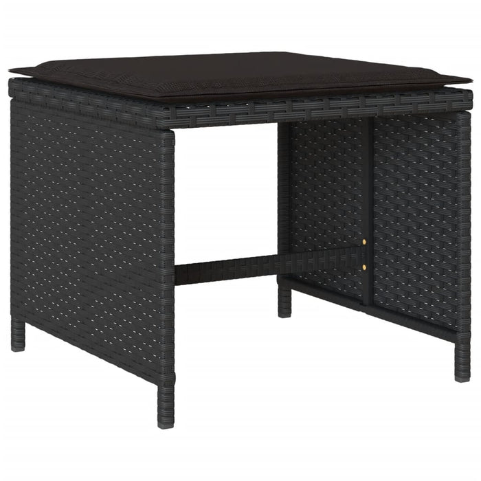 Set da Pranzo da Giardino 9 pz con Cuscini Nero in Polyrattan 3277902