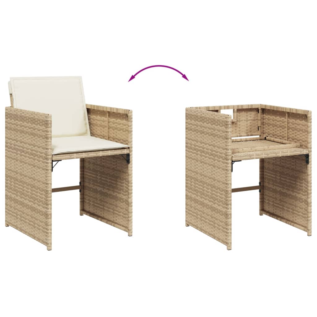 Set da Pranzo da Giardino 11 pz con Cuscini Beige in Polyrattan 3277917