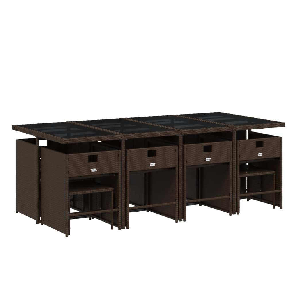 Set da Pranzo da Giardino 13pz con Cuscini Marrone Polyrattan 3277928