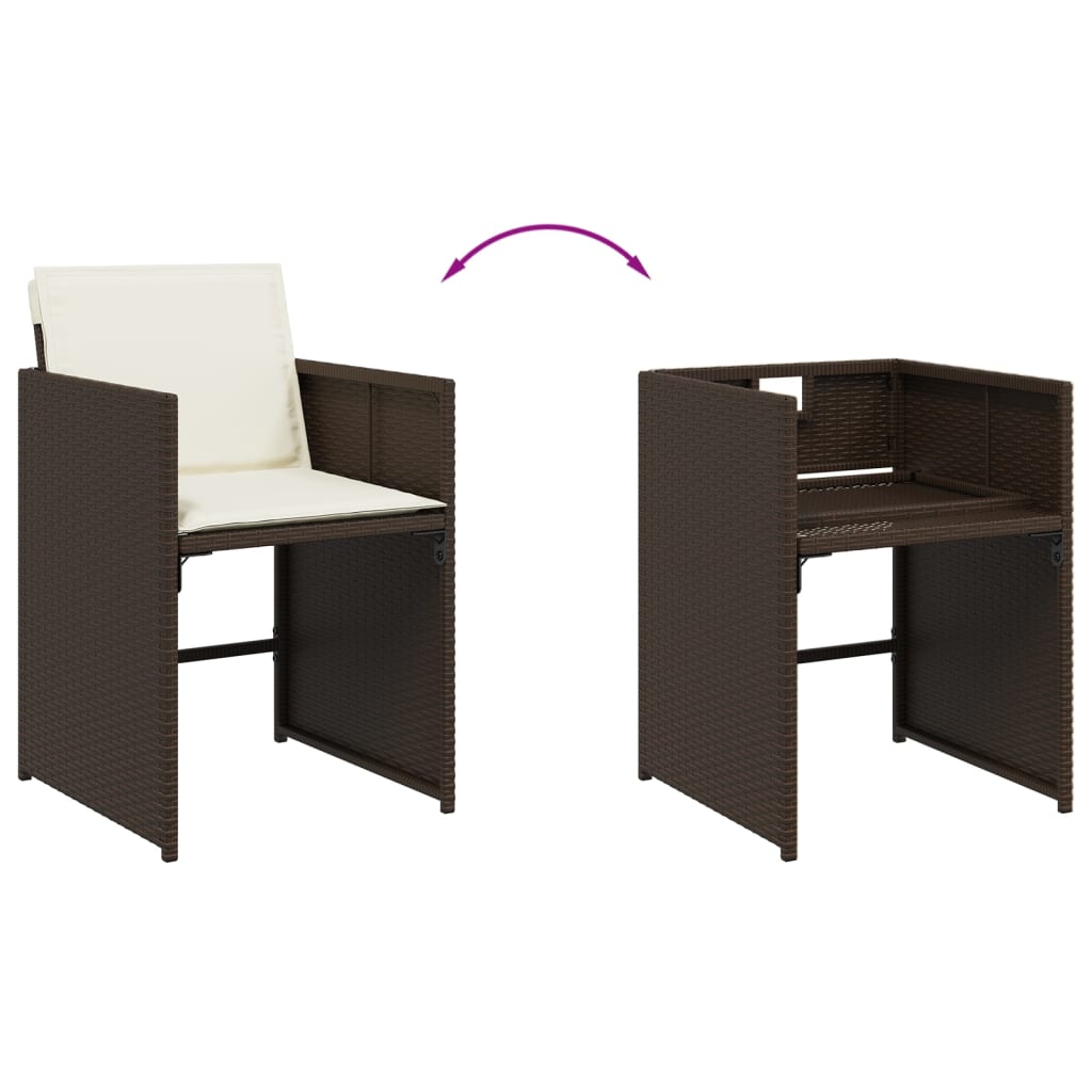 Set da Pranzo da Giardino 13pz con Cuscini Marrone Polyrattan 3277928