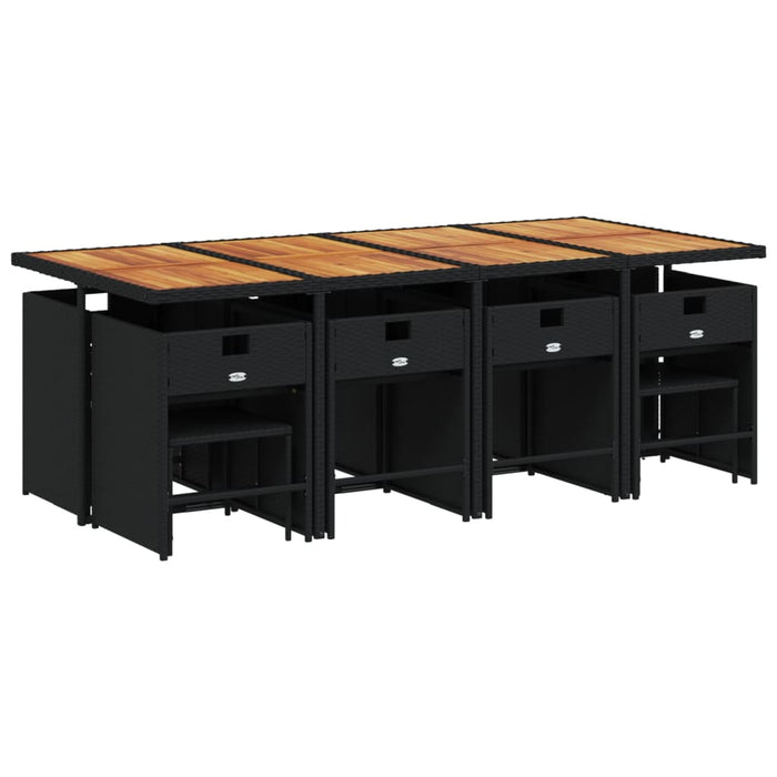 Set da Pranzo da Giardino 13pz con Cuscini Nero in Polyrattan 3277934