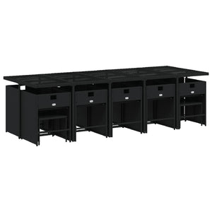 Set da Pranzo da Giardino 15 pz con Cuscini Nero in Polyrattan 3277937