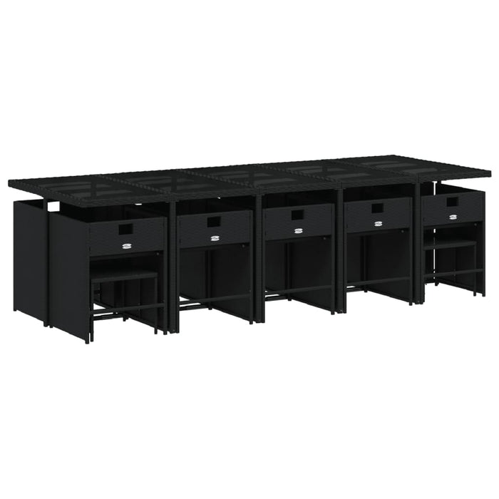 Set da Pranzo da Giardino 15 pz con Cuscini Nero in Polyrattan 3277937