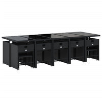 Set da Pranzo da Giardino 15 pz con Cuscini Nero in Polyrattan 3277938