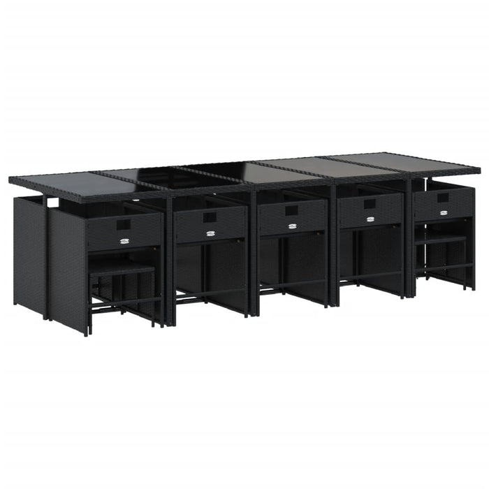 Set da Pranzo da Giardino 15 pz con Cuscini Nero in Polyrattan 3277938