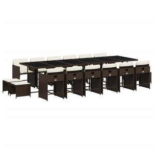 Set da Pranzo da Giardino 17 pz con Cuscini Marrone Polyrattan 3277952