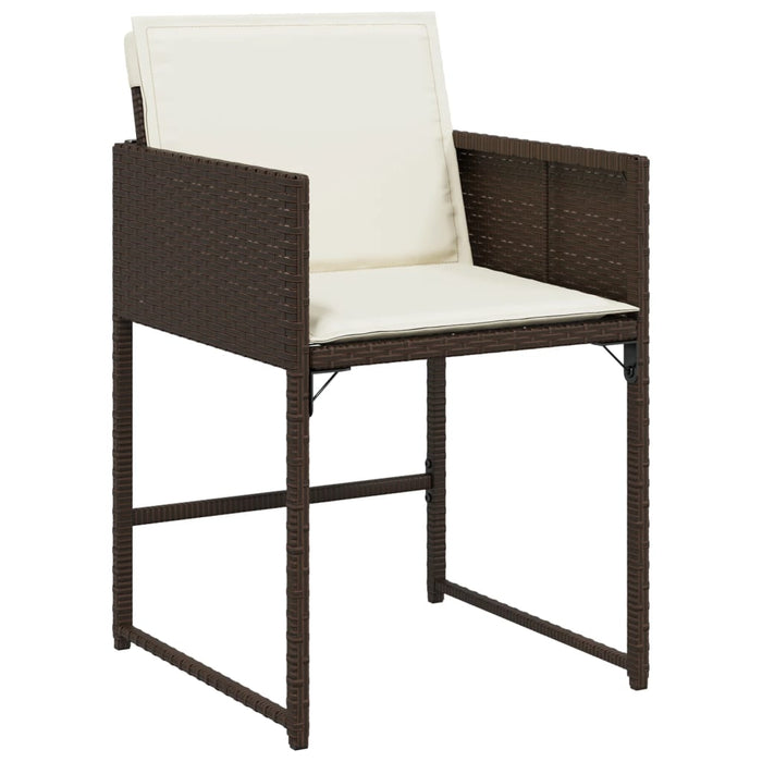 Set da Pranzo da Giardino 5pz con Cuscini in Polyrattan Marrone 3278024