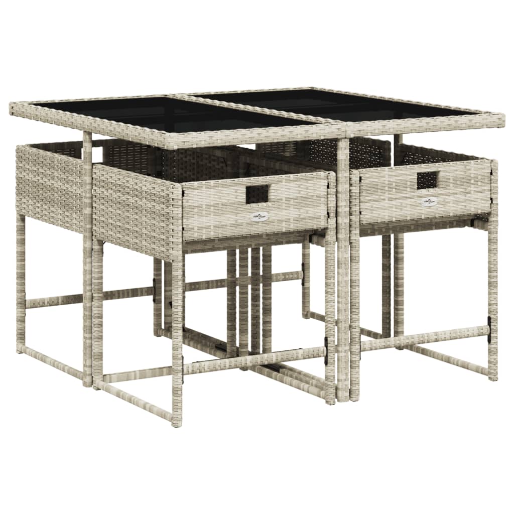 Set Pranzo da Giardino 5pz con Cuscini Grigio Chiaro Polyrattan 3278026