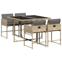 Set Pranzo da Giardino 5 pz con Cuscini Beige Misto Polyrattan 3278027