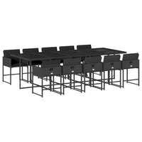 Set da Pranzo da Giardino 11 pz con Cuscini in Polyrattan Nero 3278058
