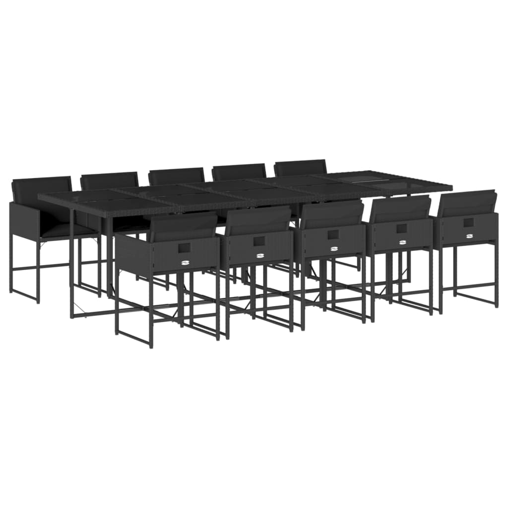 Set da Pranzo da Giardino 11 pz con Cuscini in Polyrattan Nero 3278058
