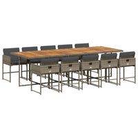 Set da Pranzo da Giardino 11pz con Cuscini in Polyrattan Grigio 3278065