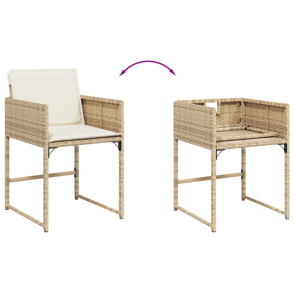Set da Pranzo da Giardino 9 pz con Cuscini Beige in Polyrattan 3278085