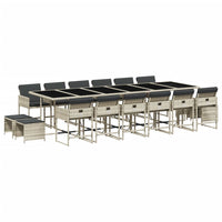 Set da Pranzo da Giardino 17pz con Cuscini Grigio in Polyrattan 3278134