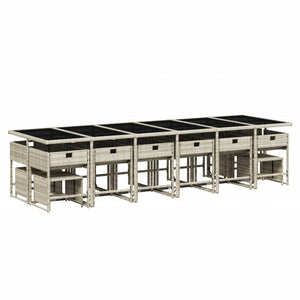 Set da Pranzo da Giardino 17pz con Cuscini Grigio in Polyrattan 3278134