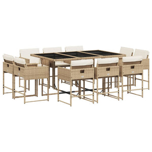 Set da Pranzo da Giardino 11 pz con Cuscini Beige in Polyrattan 3278157