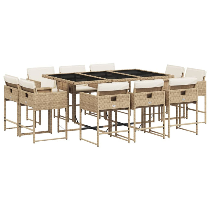 Set da Pranzo da Giardino 11 pz con Cuscini Beige in Polyrattan 3278157