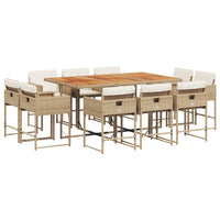 Set da Pranzo da Giardino 11 pz con Cuscini Beige in Polyrattan 3278163