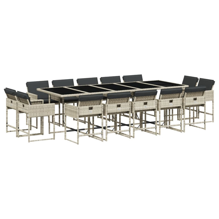 Set da Pranzo da Giardino 15 pz con Cuscini Grigio Polyrattan 3278182