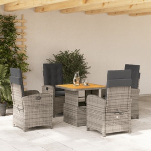 Set da Pranzo da Giardino 5 pz con Cuscini in Polyrattan Grigio 3277338