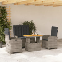 Set da Pranzo da Giardino 4 pz con Cuscini in Polyrattan Grigio 3277347