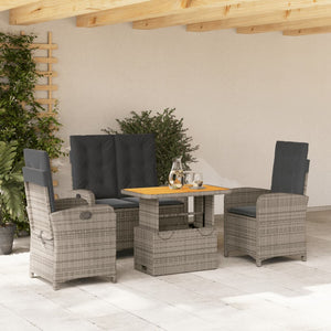 Set da Pranzo da Giardino 4 pz con Cuscini in Polyrattan Grigio 3277347