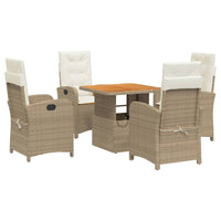 Set da Pranzo da Giardino 5 pz con Cuscini Beige in Polyrattancod mxl 114599