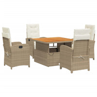 Set da Pranzo da Giardino 5 pz con Cuscini Beige in Polyrattan 3277354