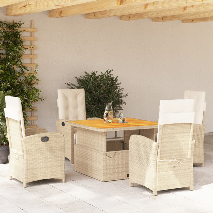 Set da Pranzo da Giardino 5 pz con Cuscini Beige in Polyrattan 3277354