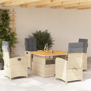 Set da Pranzo da Giardino 5 pz con Cuscini Beige in Polyrattan 3277365