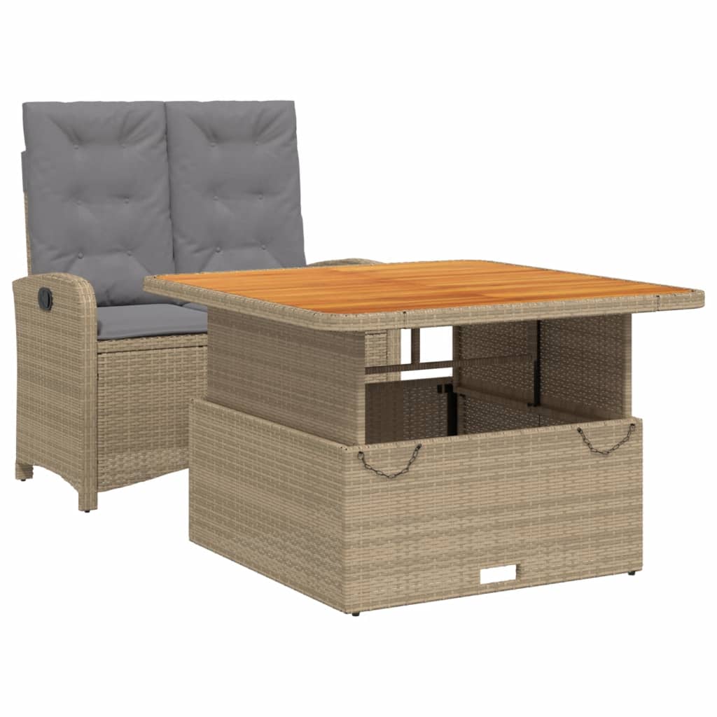 Set da Pranzo da Giardino 2 pz con Cuscini Beige in Polyrattancod mxl 114810